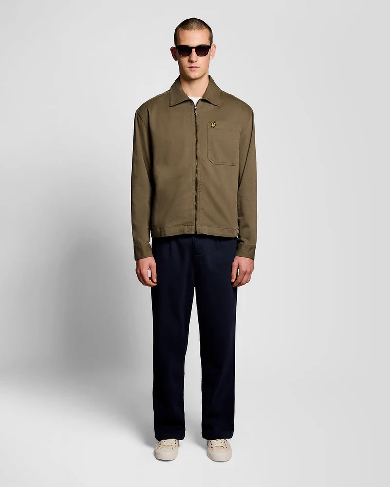 Lyle & Scott Leichtes Herren-Overshirt mit Enzymwaschung | Khaki-Asch