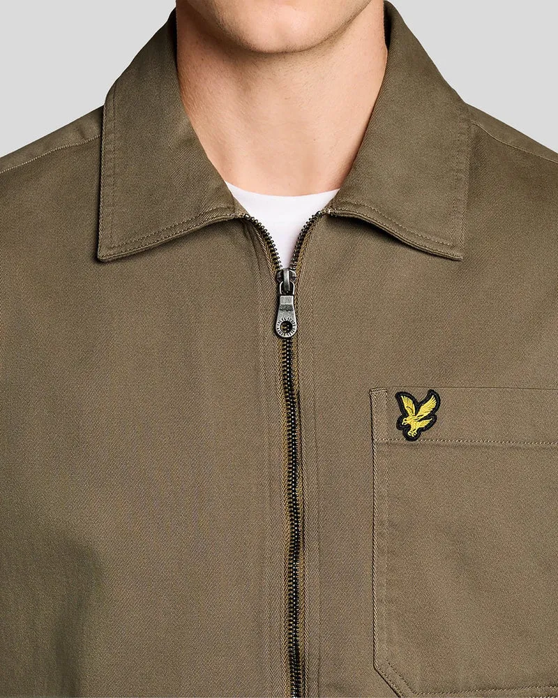 Lyle & Scott Leichtes Herren-Overshirt mit Enzymwaschung | Khaki-Asch