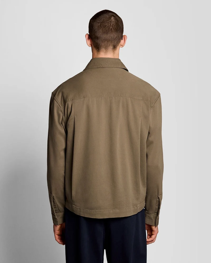 Lyle & Scott Leichtes Herren-Overshirt mit Enzymwaschung | Khaki-Asch