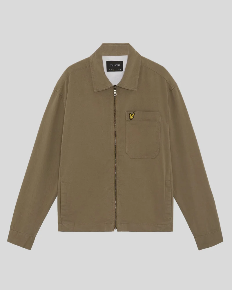 Lyle & Scott Leichtes Herren-Overshirt mit Enzymwaschung | Khaki-Asch