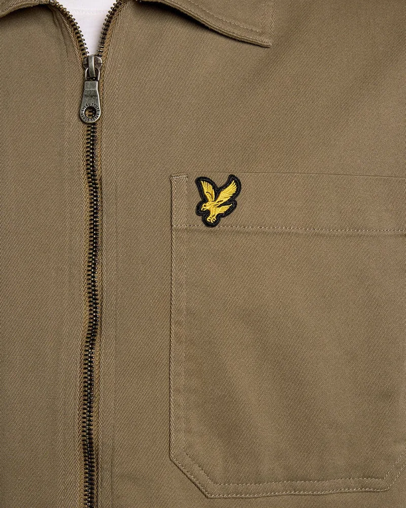 Lyle & Scott Leichtes Herren-Overshirt mit Enzymwaschung | Khaki-Asch