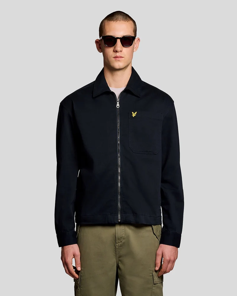 Lyle & Scott Leichtes Herren-Overshirt mit Enzymwaschung | Dunkelblau