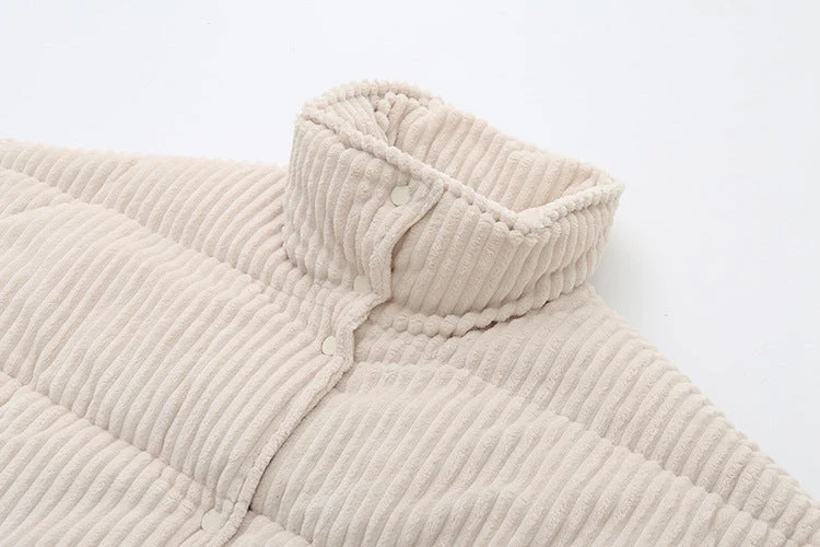Steppjacke aus Cord für Damen mit hohem Kragen und weiter Passform – Marit
