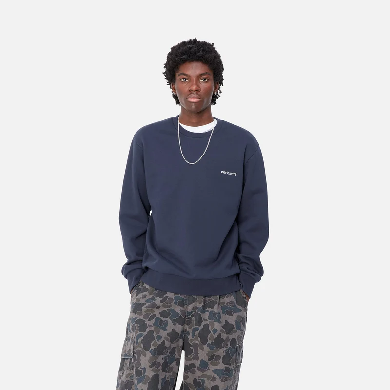 Carhartt WIP Sweat-Top mit aufgesticktem Schriftzug für Herren - Air Force Blau