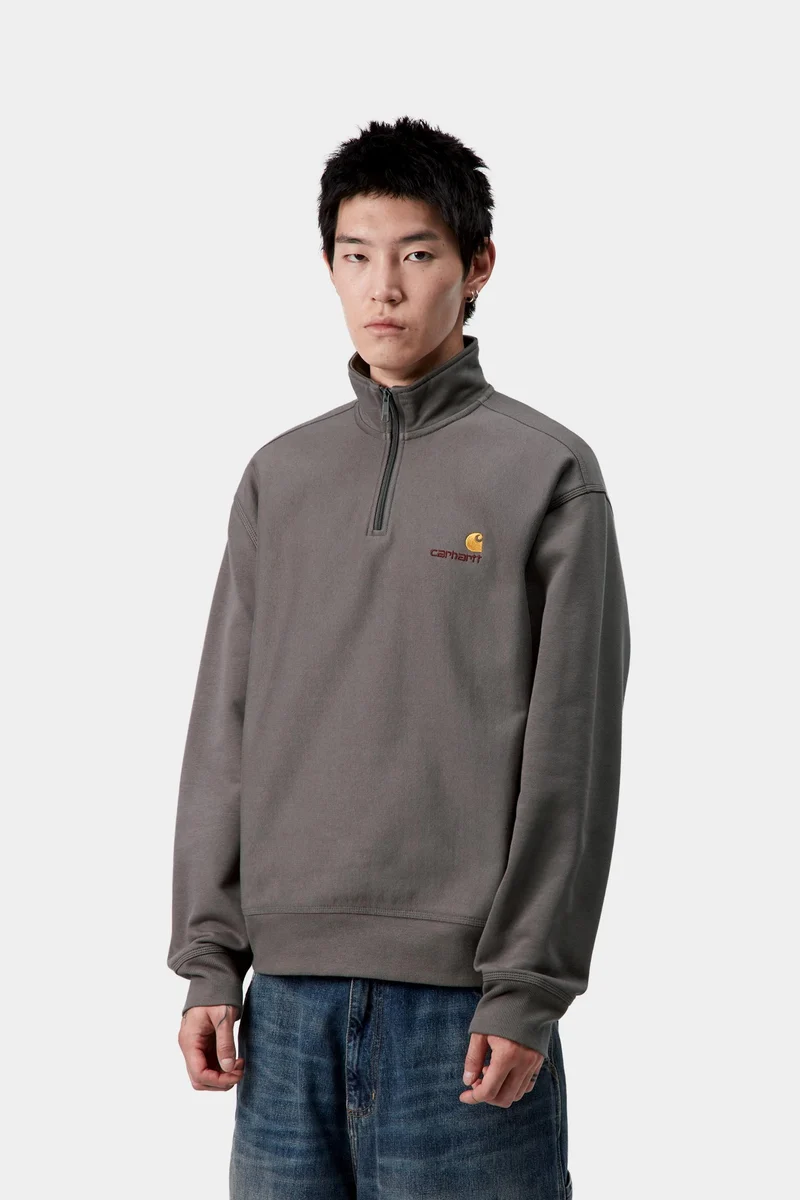 Carhartt WIP Herren Halb-Zip-Reißverschluss American Script Sweatshirt | Porphyr