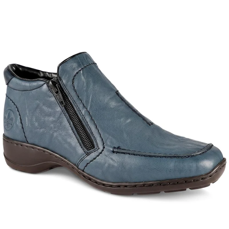 Rieker Leather Zip Close Ankle Boots - RKR44512 / 329 721 - Blue