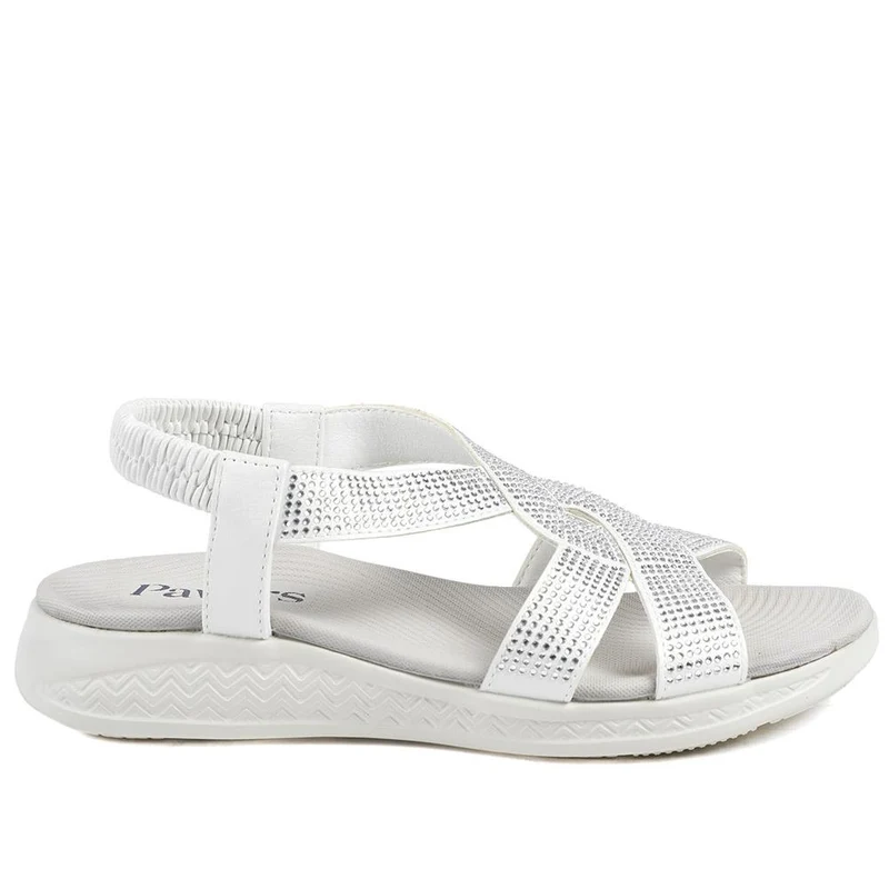 Stretch Fit Embellished Daily Sandals - BAIZH43043 / 329 308 - White