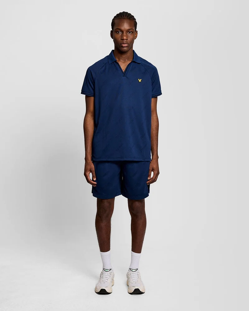 Lyle & Scott Herren-Sport-Poloshirt mit Fußballprägung | Marineblaue Pfingstrose