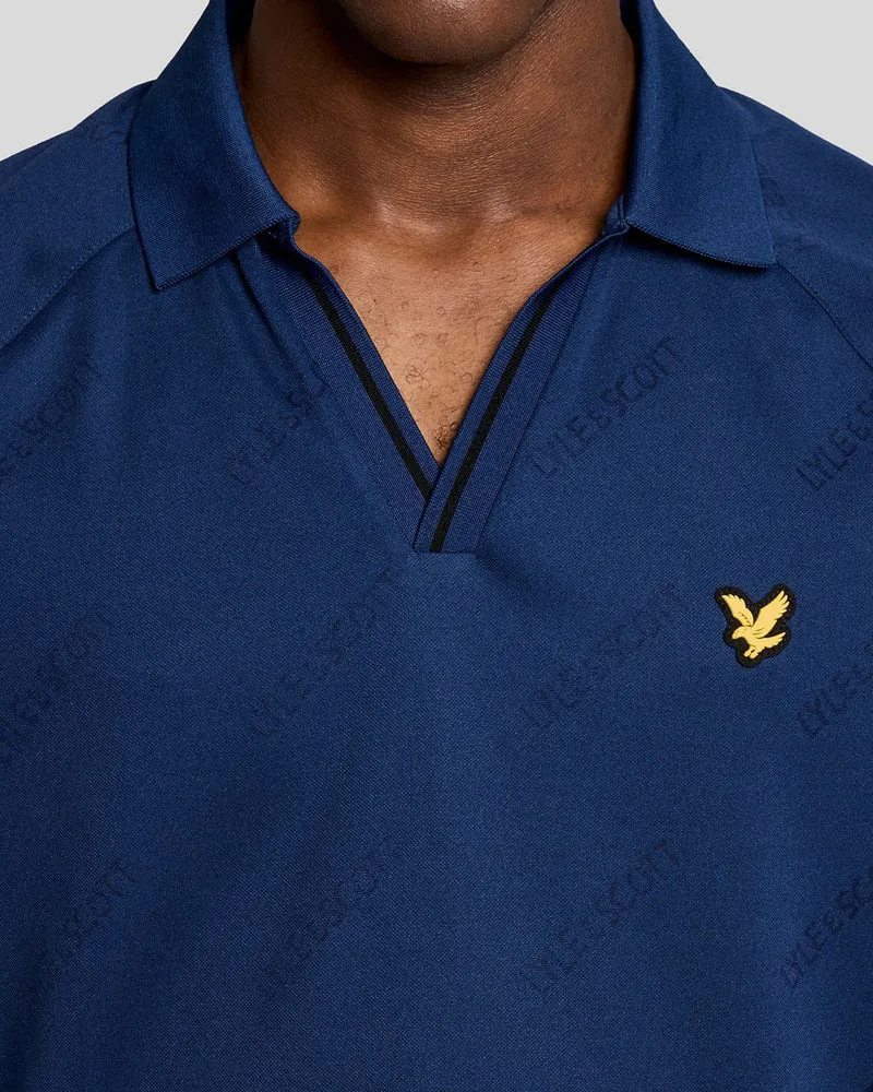 Lyle & Scott Herren-Sport-Poloshirt mit Fußballprägung | Marineblaue Pfingstrose