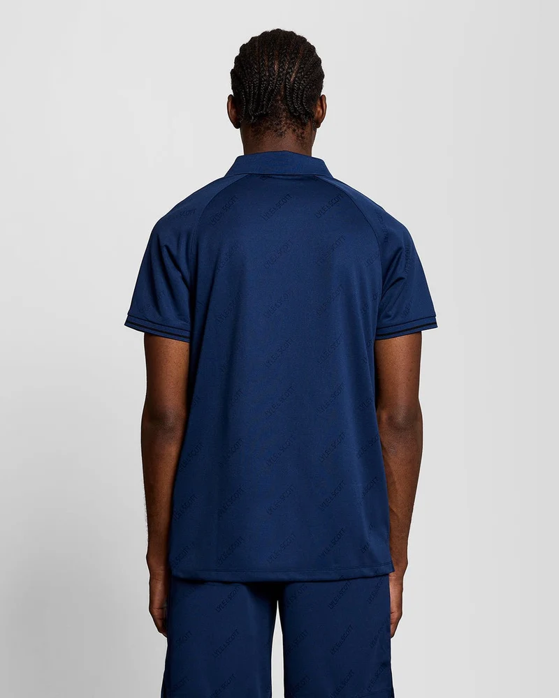 Lyle & Scott Herren-Sport-Poloshirt mit Fußballprägung | Marineblaue Pfingstrose