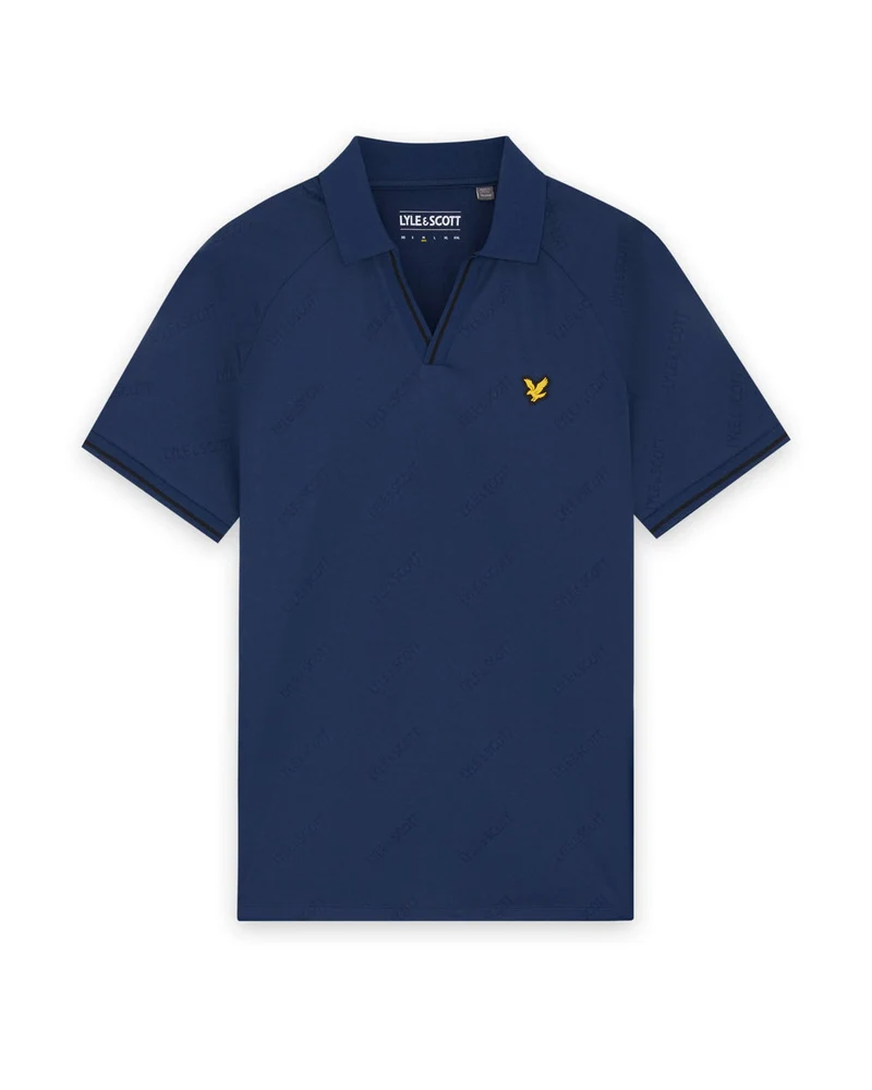 Lyle & Scott Herren-Sport-Poloshirt mit Fußballprägung | Marineblaue Pfingstrose