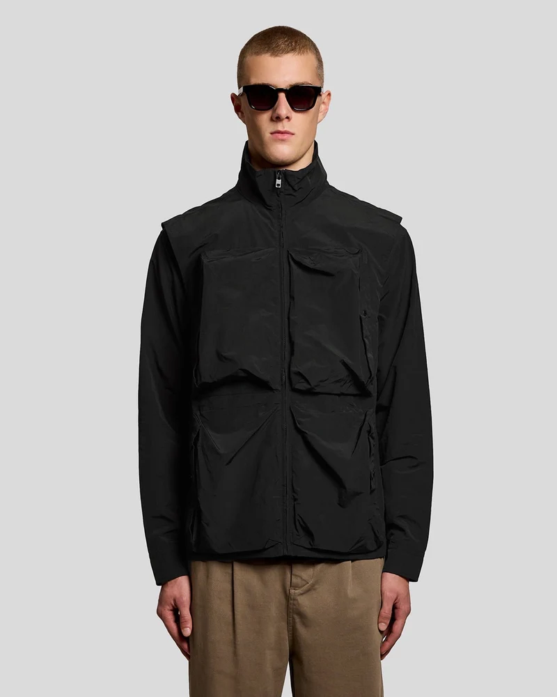 Lyle & Scott Leichte Herrenweste aus Ripstop-Gewebe | Tiefschwarz