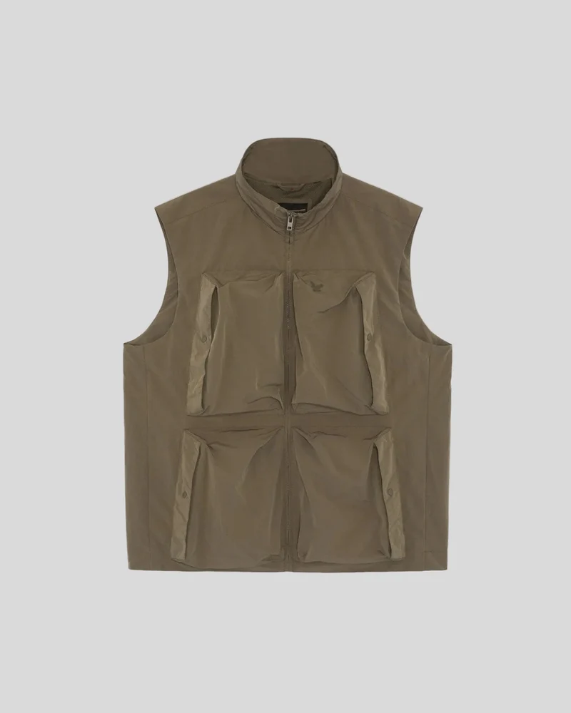 Lyle & Scott Leichte Herrenweste aus Ripstop-Gewebe | Khaki-Asch