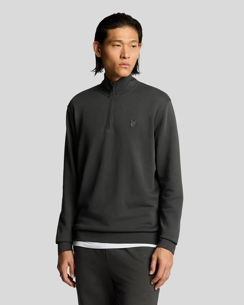 Lyle & Scott Herren-Sweatshirt mit Viertelreißverschluss aus feinster Baumwolle | Gunmetal