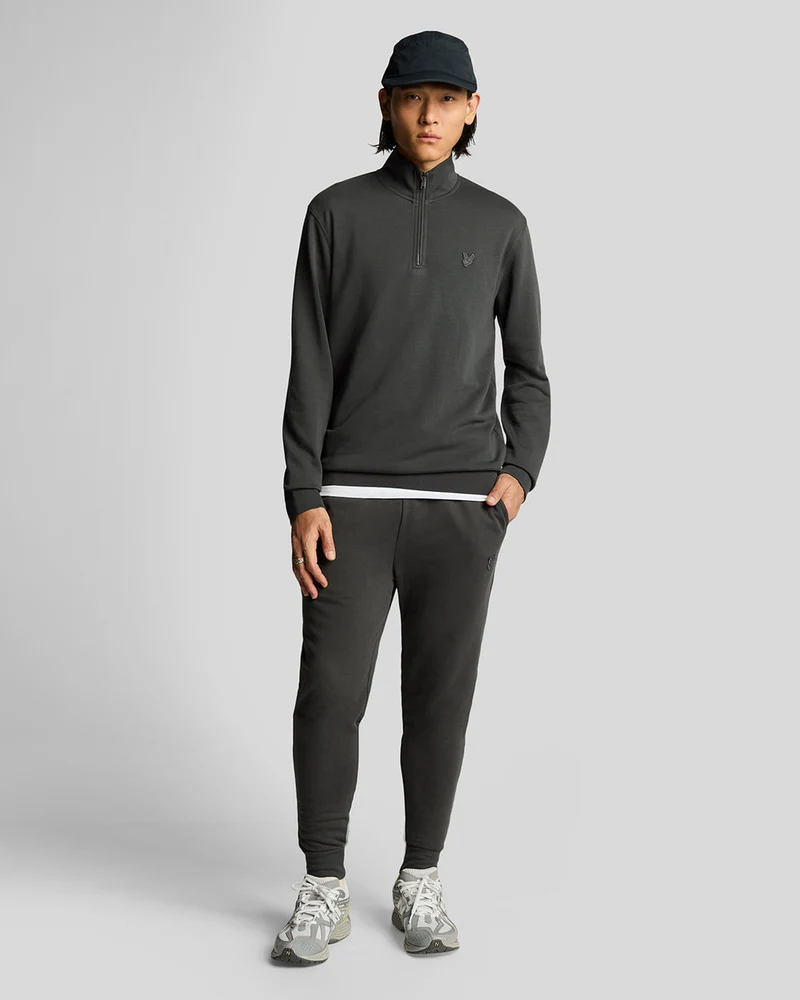 Lyle & Scott Herren-Sweatshirt mit Viertelreißverschluss aus feinster Baumwolle | Gunmetal