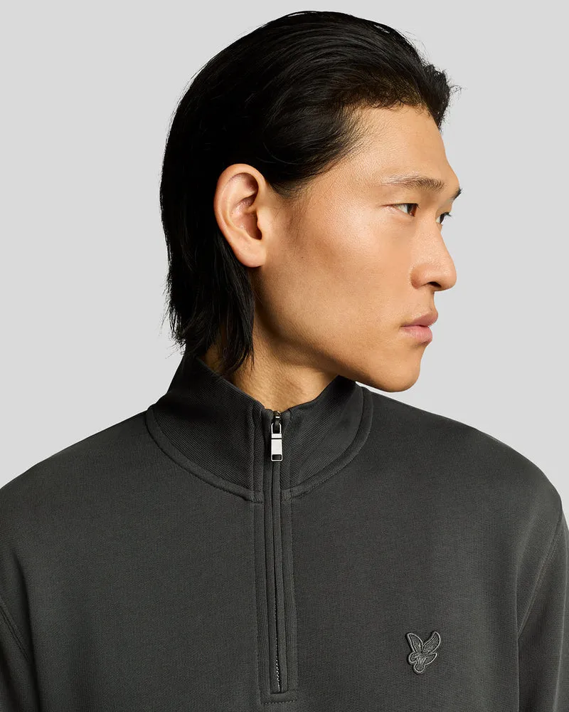 Lyle & Scott Herren-Sweatshirt mit Viertelreißverschluss aus feinster Baumwolle | Gunmetal