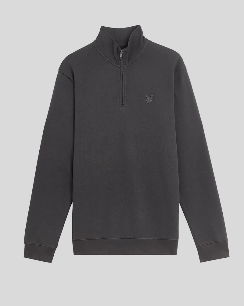 Lyle & Scott Herren-Sweatshirt mit Viertelreißverschluss aus feinster Baumwolle | Gunmetal