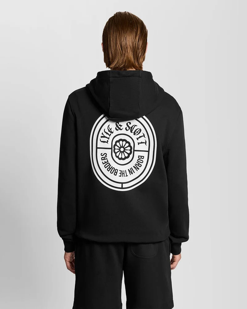 Lyle & Scott Herren-Hoodie aus Baumwolle mit Grafikprint | Tiefschwarz