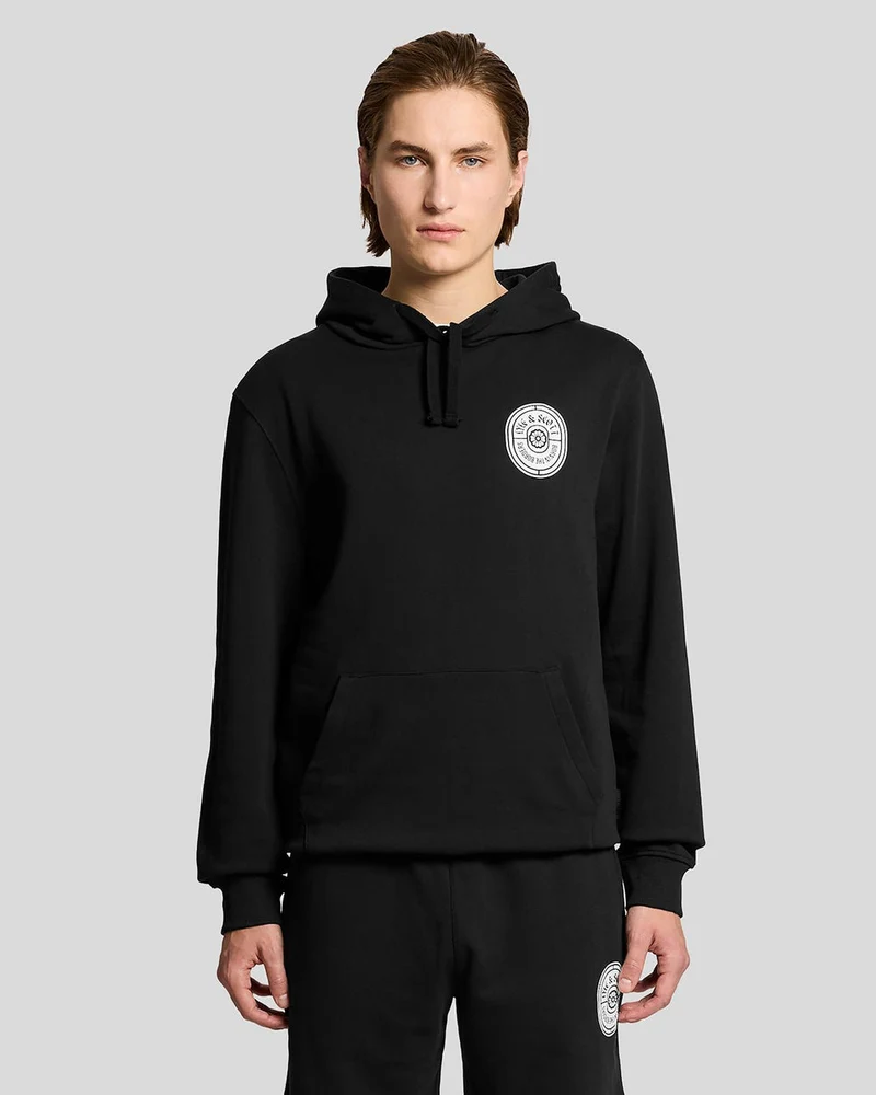 Lyle & Scott Herren-Hoodie aus Baumwolle mit Grafikprint | Tiefschwarz