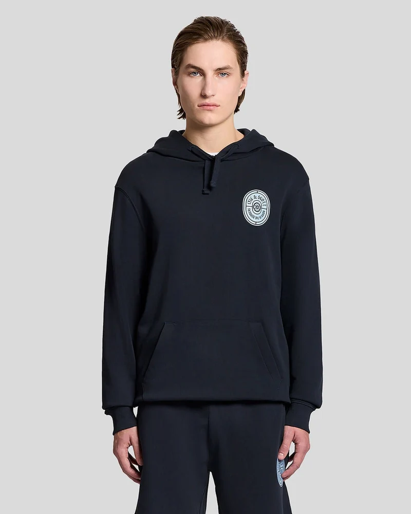 Lyle & Scott Herren-Hoodie aus Baumwolle mit Grafikprint | Dunkelblau