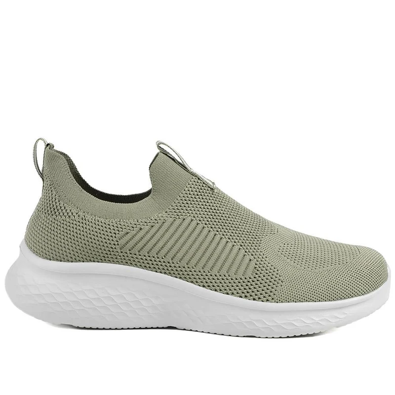 Wide Fit Memory Foam Easy Step In Trainers - BRK43041 / 329 070 - Khaki