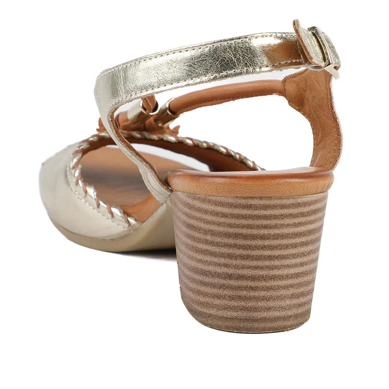 Bellissimo Leather Block Heel Sandals - BELMETIN43007 / 329 141 - Gold