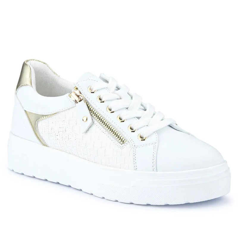 Wide Fit Chunky Lace-Up Trainers - WBINS41001 / 326 810 - White