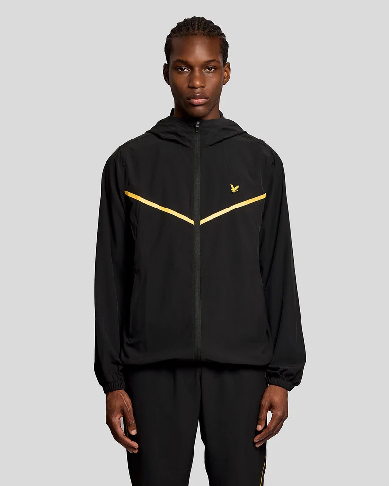 Lyle & Scott Sportliche Herren-Trainingsjacke mit Streifen | Tiefschwarz