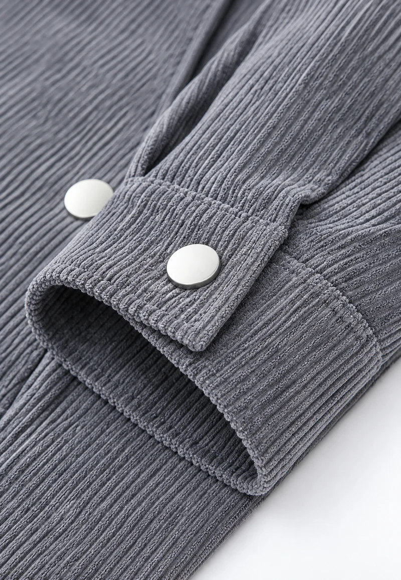 Herren-Cordjacke mit Hemdkragen, Brusttasche und Reißverschluss – Amaury