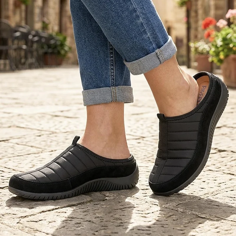 Wide Fit Leather Chunky Sole Clogs - BRK44006 / 329 755 - Black