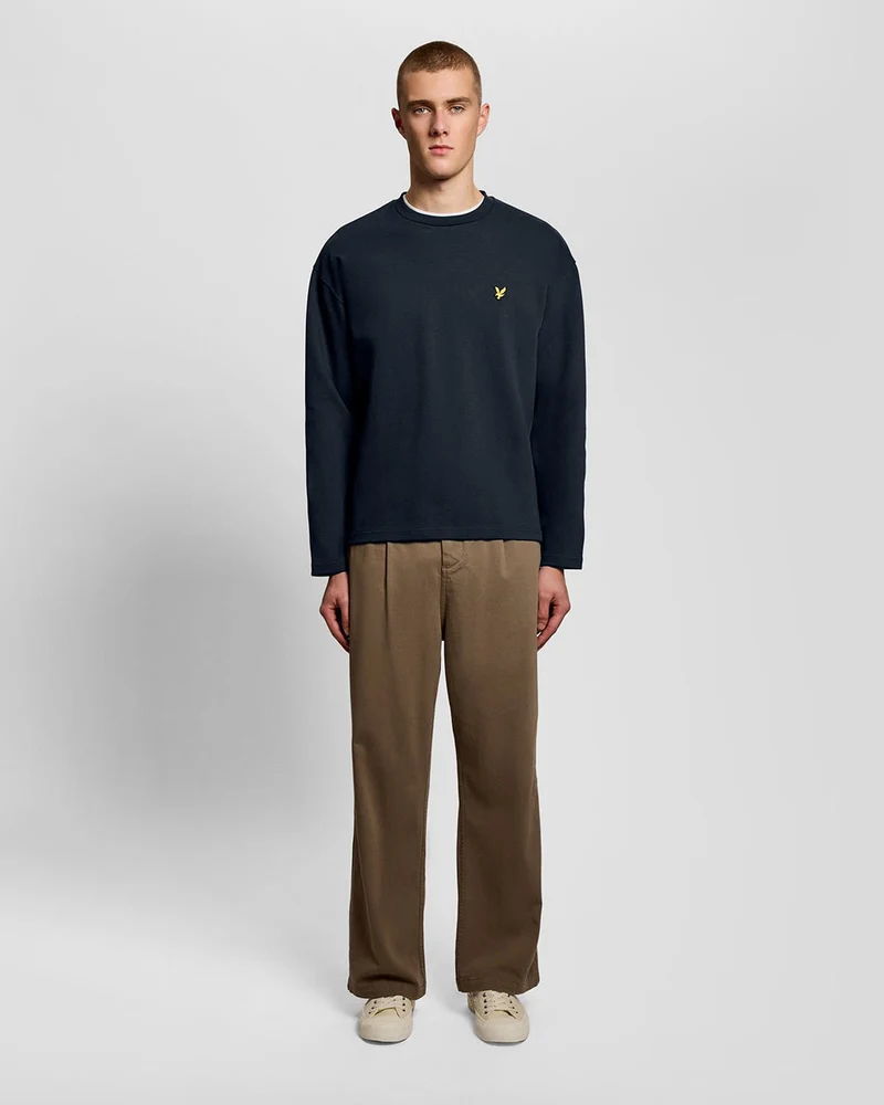 Lyle & Scott Herren-Sweatshirt mit Rundhalsausschnitt und Jacquard-Muster | Dunkelblau