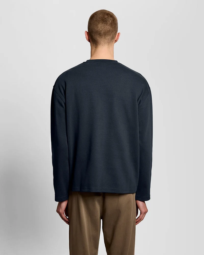 Lyle & Scott Herren-Sweatshirt mit Rundhalsausschnitt und Jacquard-Muster | Dunkelblau