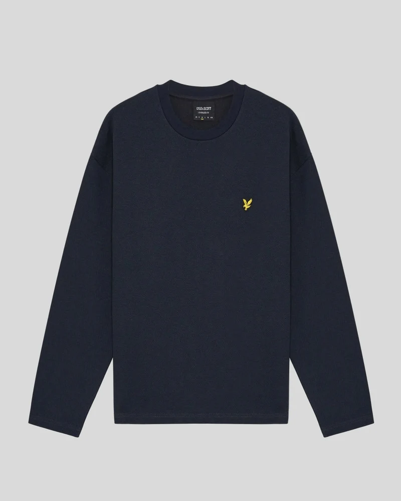 Lyle & Scott Herren-Sweatshirt mit Rundhalsausschnitt und Jacquard-Muster | Dunkelblau