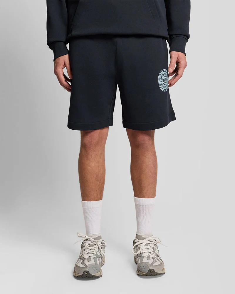 Lyle & Scott Herren-Sweatshorts aus Baumwolle mit Grafikprint | Dunkelblau