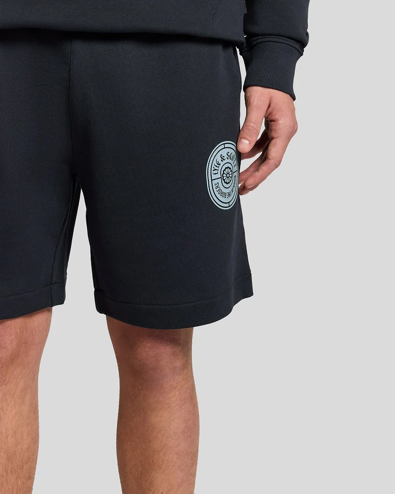 Lyle & Scott Herren-Sweatshorts aus Baumwolle mit Grafikprint | Dunkelblau