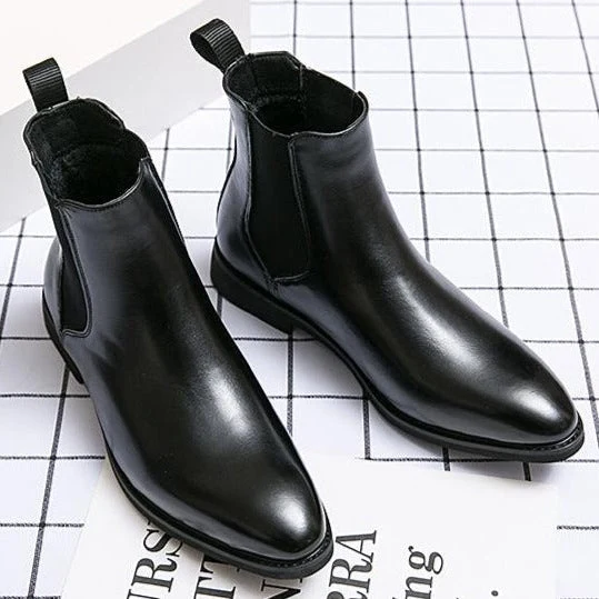 Herren Lederstiefelette mit seitlichem Gummizug - Heberto