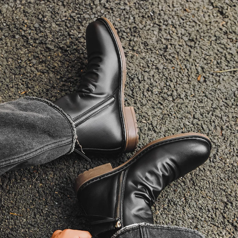 Herren Lederstiefelette mit seitlichem Reißverschluss - Alex