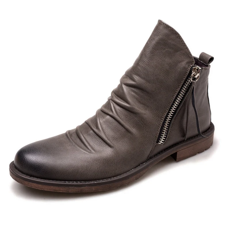 Herren Lederstiefelette mit seitlichem Reißverschluss - Alex