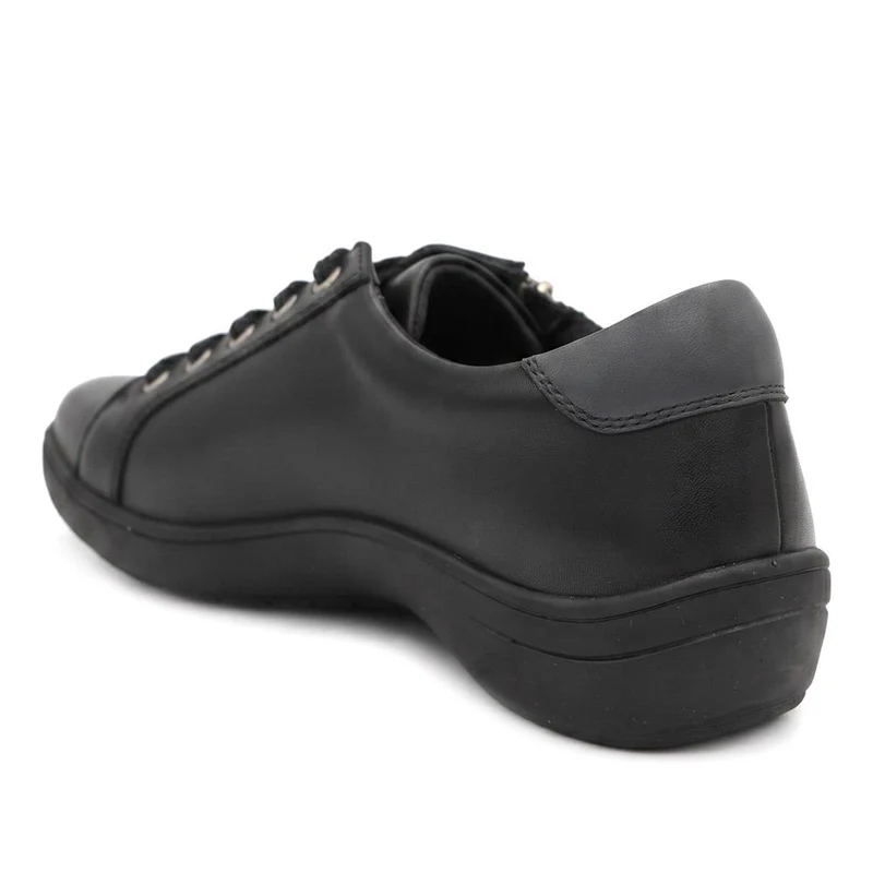 Wide Fit Leather Zip & Lace Casual Trainers - KF44006 / 329 818 - Black