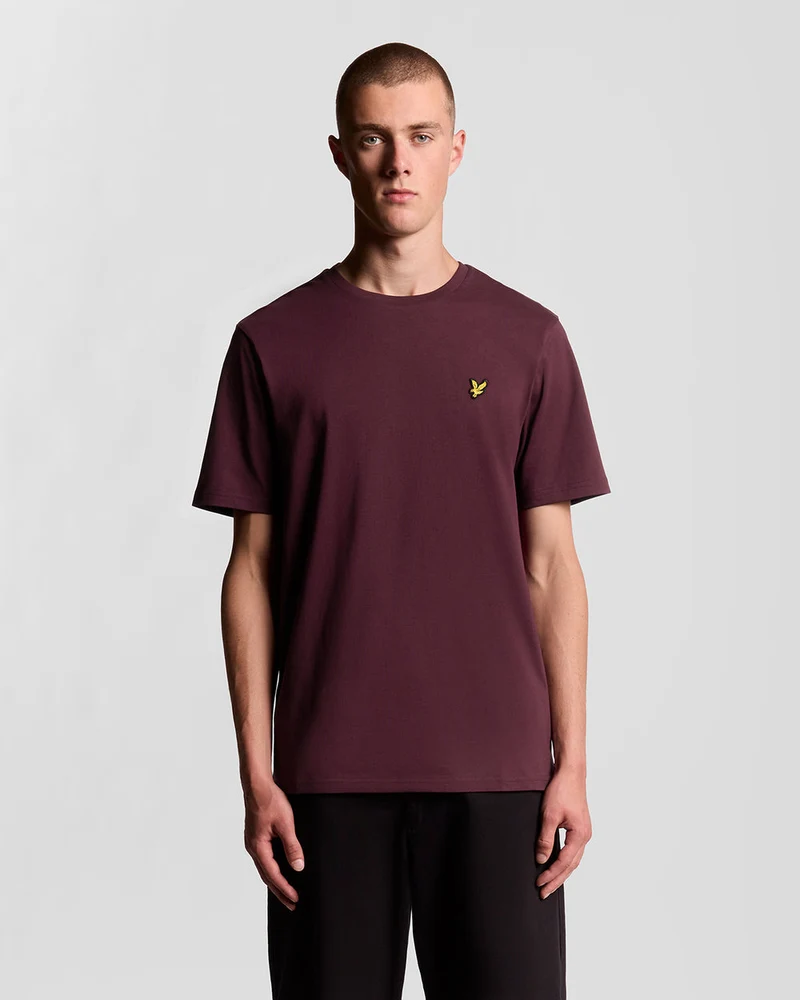 Lyle & Scott Herren-T-Shirt aus Baumwolle mit Rundhalsausschnitt | Burgunderrot