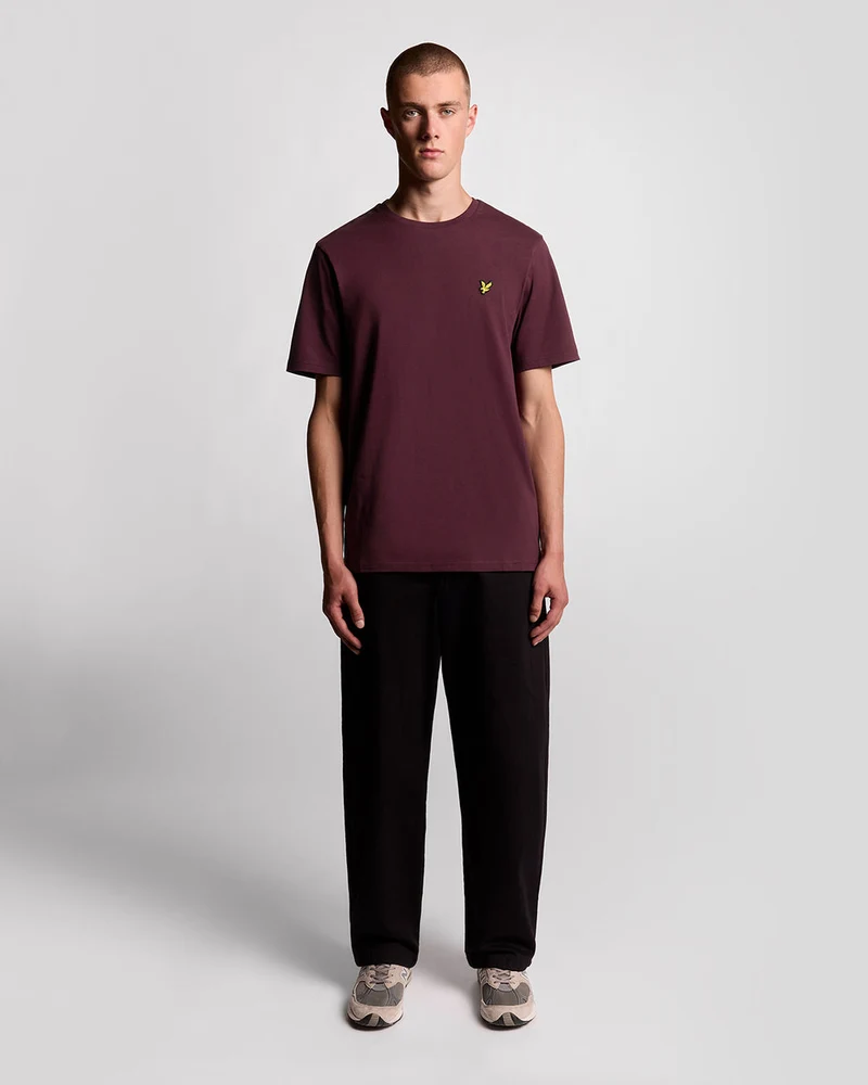 Lyle & Scott Herren-T-Shirt aus Baumwolle mit Rundhalsausschnitt | Burgunderrot