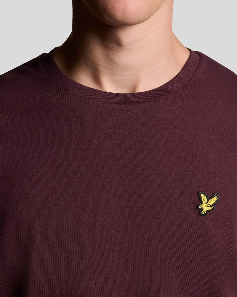 Lyle & Scott Herren-T-Shirt aus Baumwolle mit Rundhalsausschnitt | Burgunderrot
