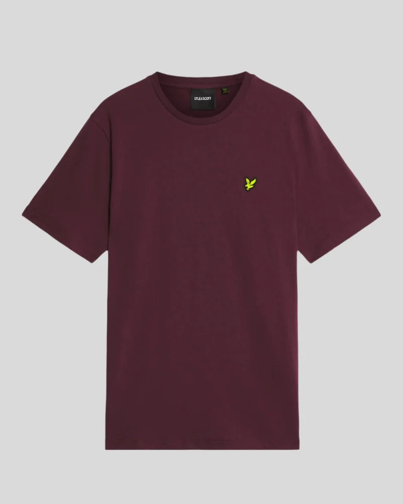 Lyle & Scott Herren-T-Shirt aus Baumwolle mit Rundhalsausschnitt | Burgunderrot