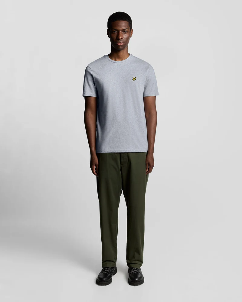 Lyle & Scott Herren-T-Shirt aus Baumwolle mit Rundhalsausschnitt | Hellgrau meliert
