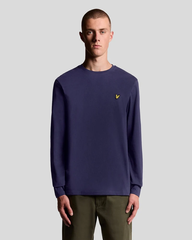 Lyle & Scott Herren-Langarm-T-Shirt aus Baumwolle | Marineblau