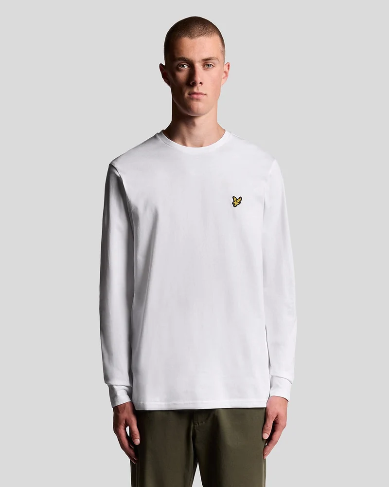 Lyle & Scott Herren-Langarm-T-Shirt aus Baumwolle | Weiß