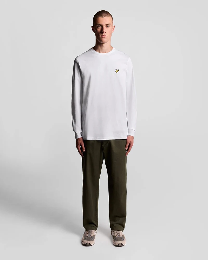 Lyle & Scott Herren-Langarm-T-Shirt aus Baumwolle | Weiß