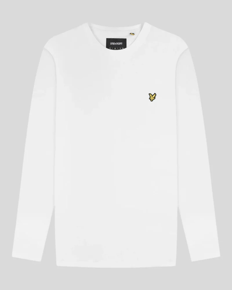 Lyle & Scott Herren-Langarm-T-Shirt aus Baumwolle | Weiß