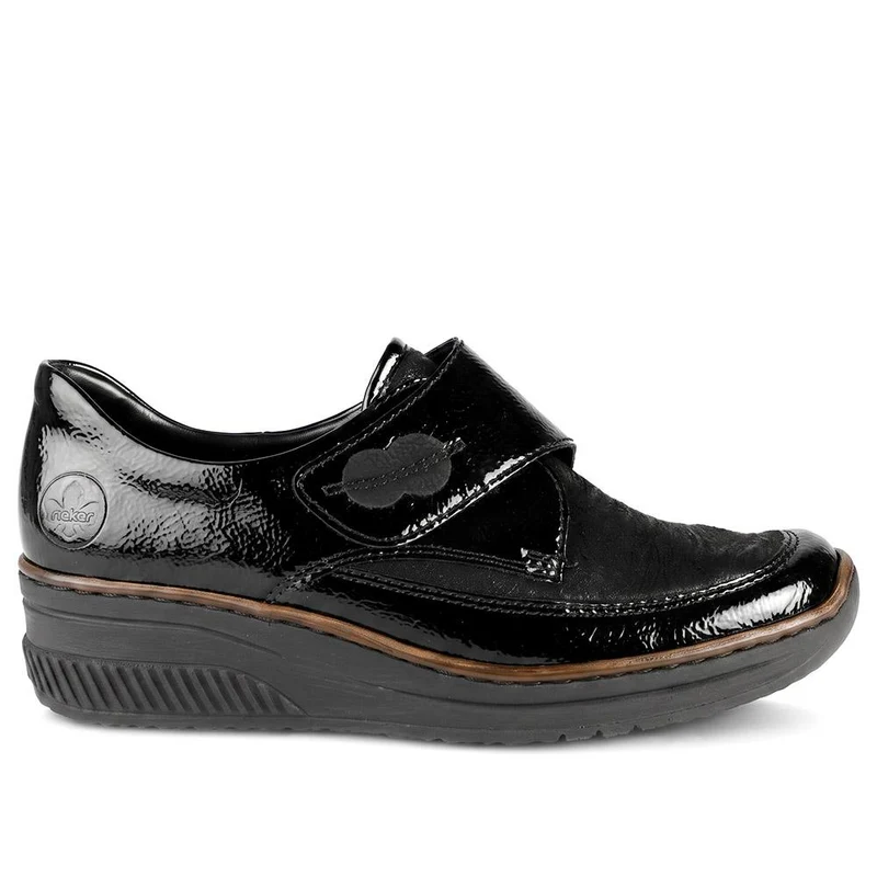 Stretchy Leather Touch-Fasten Trainers - RKR41504 / 326 820 - Black