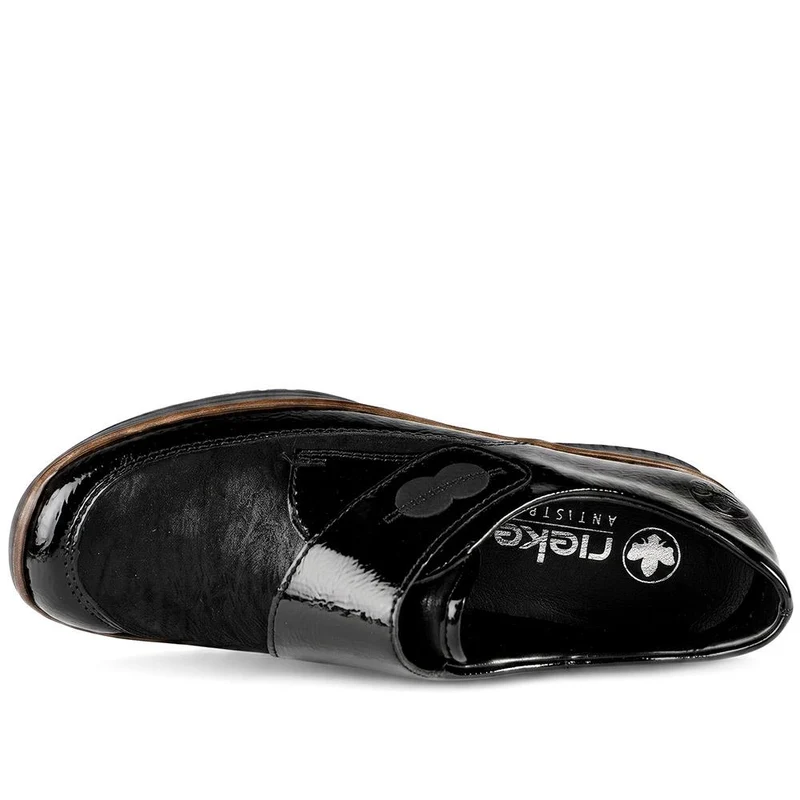 Stretchy Leather Touch-Fasten Trainers - RKR41504 / 326 820 - Black